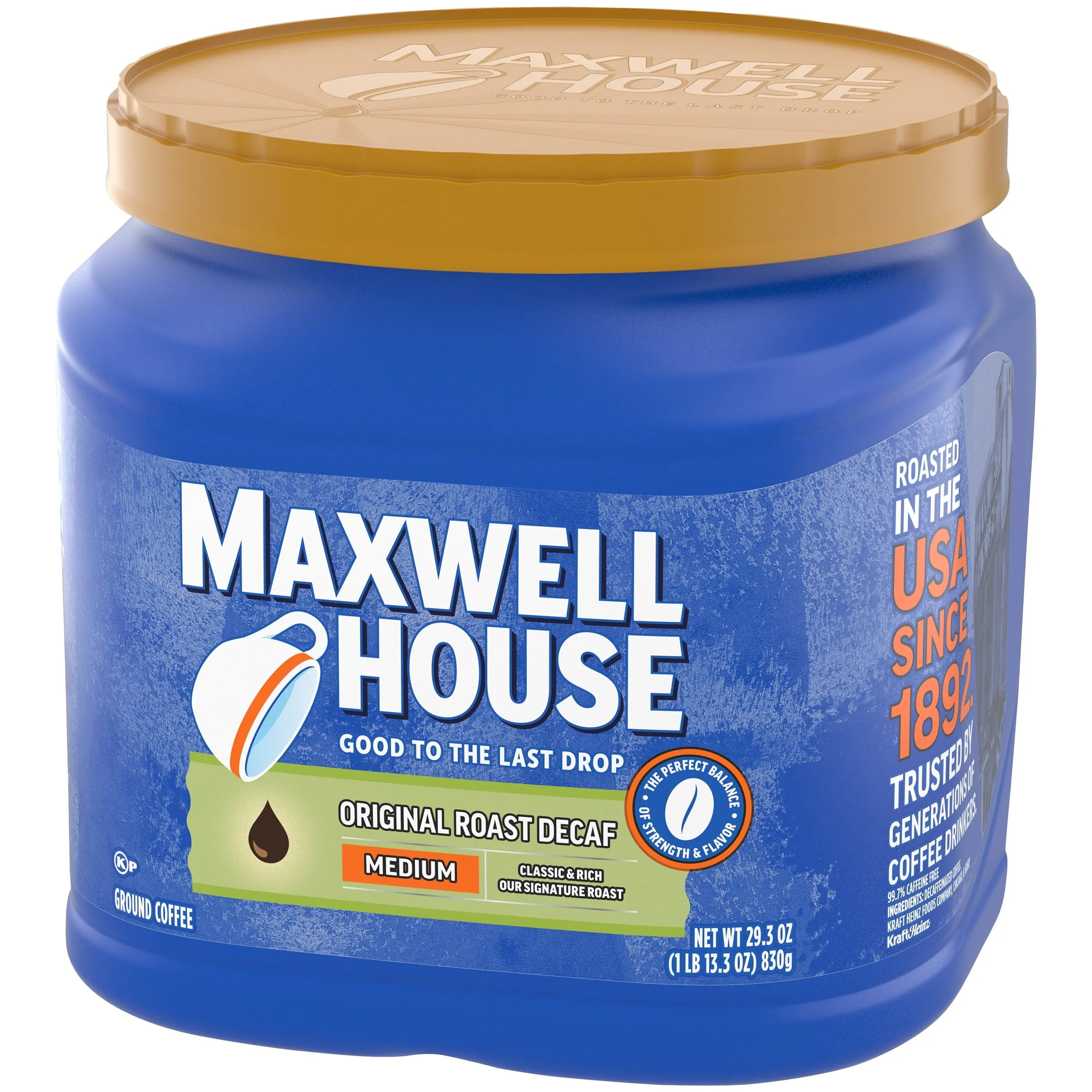 Maxwell House The Original Roast Decaf Medium Roast Ground Coffee, 29.3 oz Canister