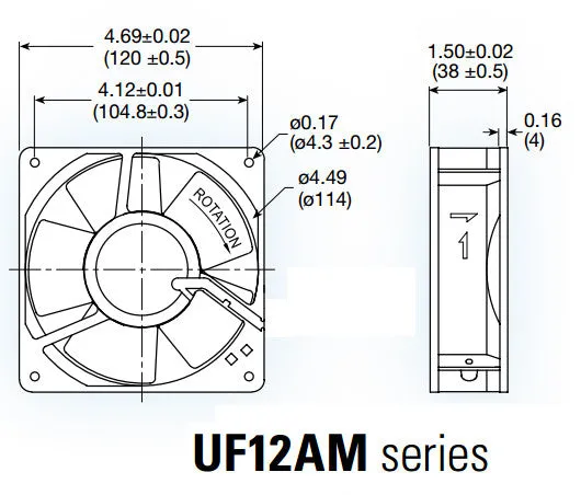 Mechatronics 120x120x38mm 230 Volts High Temp Fan UF12AM23-BTHR-F832