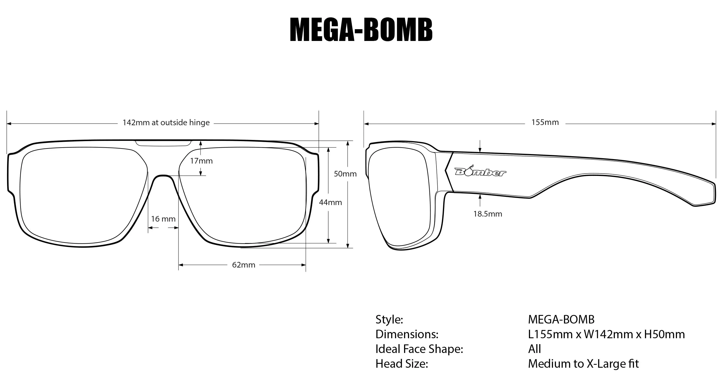 MEGA Bomb Safety - Photochromic Fire Red Orange Mirror