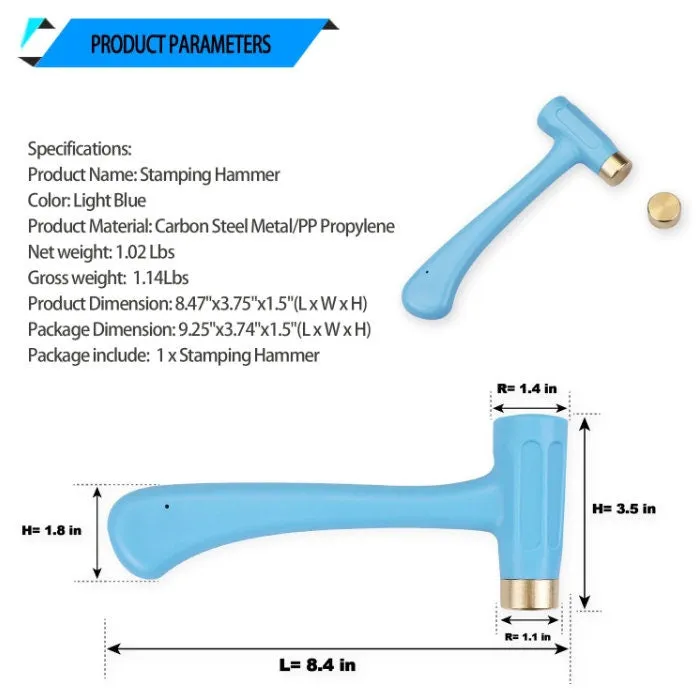 Metal Stamping Hammer - Steel Stamp - Brass Stamp - Stamping Supplies Mallet - Jewelry Making Craft Supplies