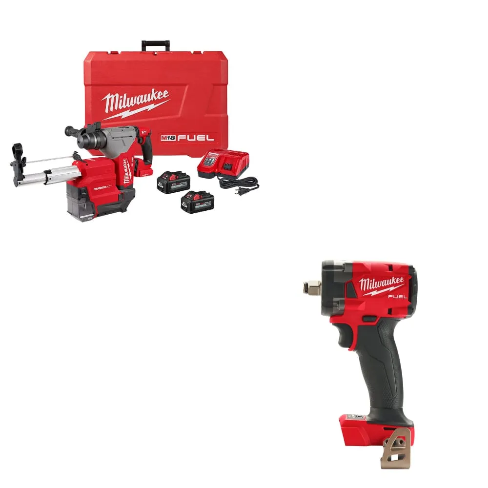 Milwaukee 2915-22DE M18 FUEL Rotary Hammer Kit W/ FREE 2855-20 Impact Wrench