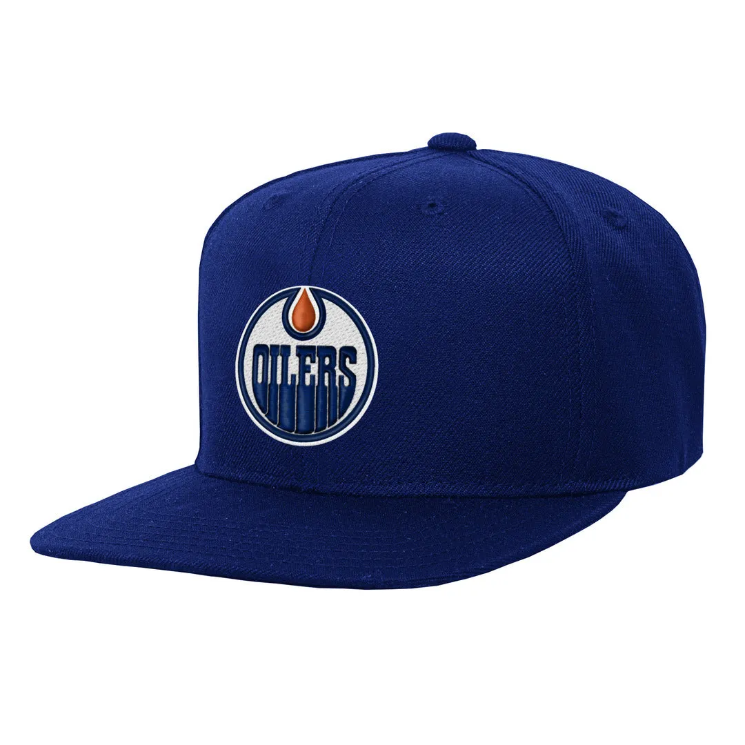 Mitchell & Ness Youth NHL Edmonton Oilers Blue Team Ground Snapback Hat