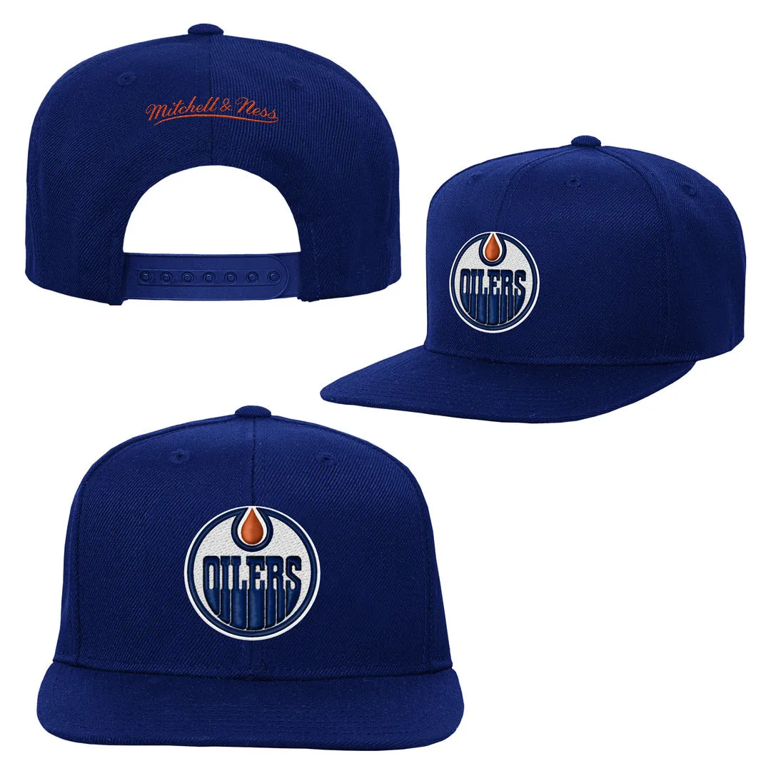 Mitchell & Ness Youth NHL Edmonton Oilers Blue Team Ground Snapback Hat