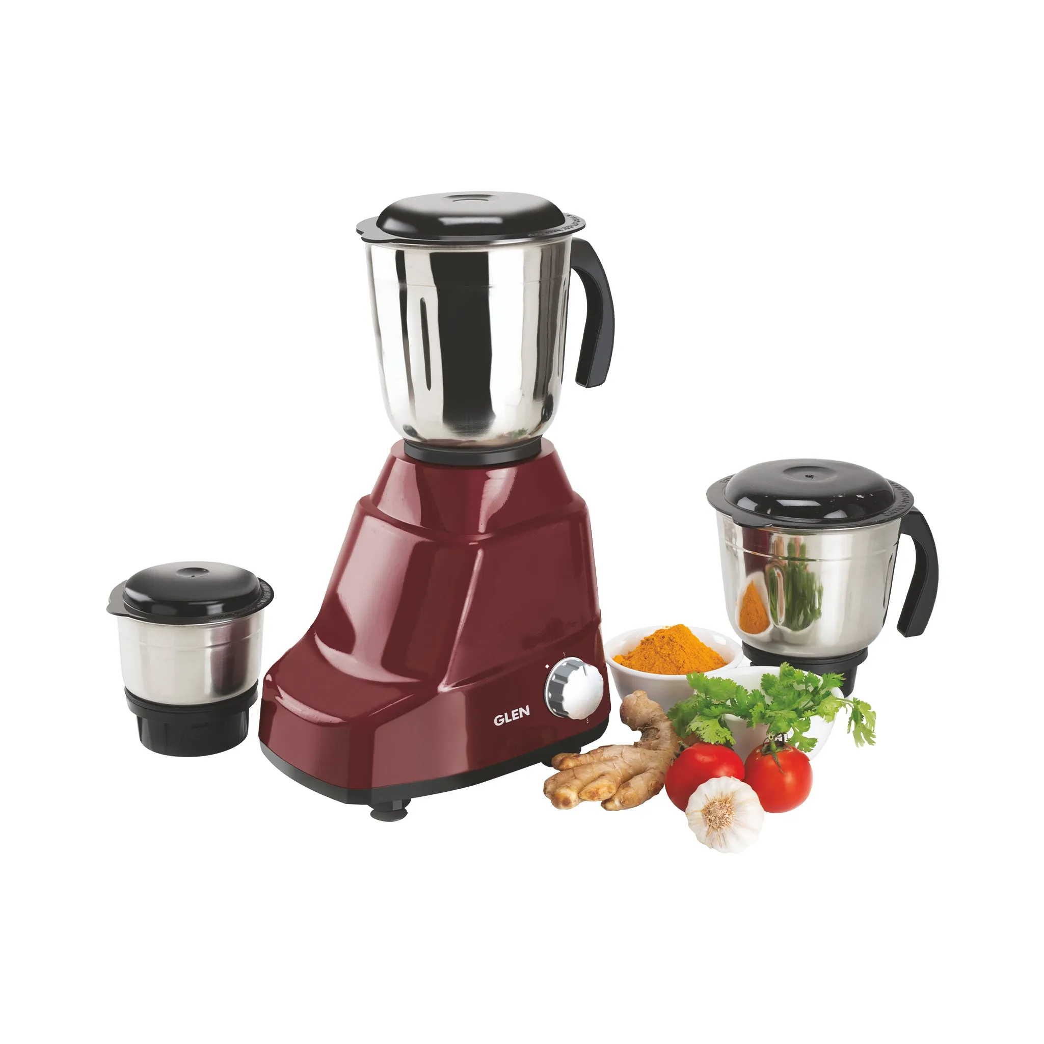 Mixer Grinder 500W With 3 Stainless Steel Blender, Grinder, Chutney Jars Stainless Steel Blades - White, Black, Red (4020)