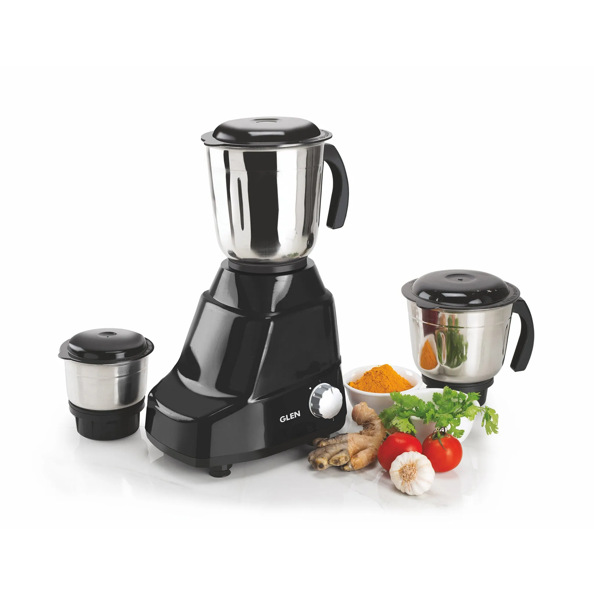 Mixer Grinder 500W With 3 Stainless Steel Blender, Grinder, Chutney Jars Stainless Steel Blades - White, Black, Red (4020)