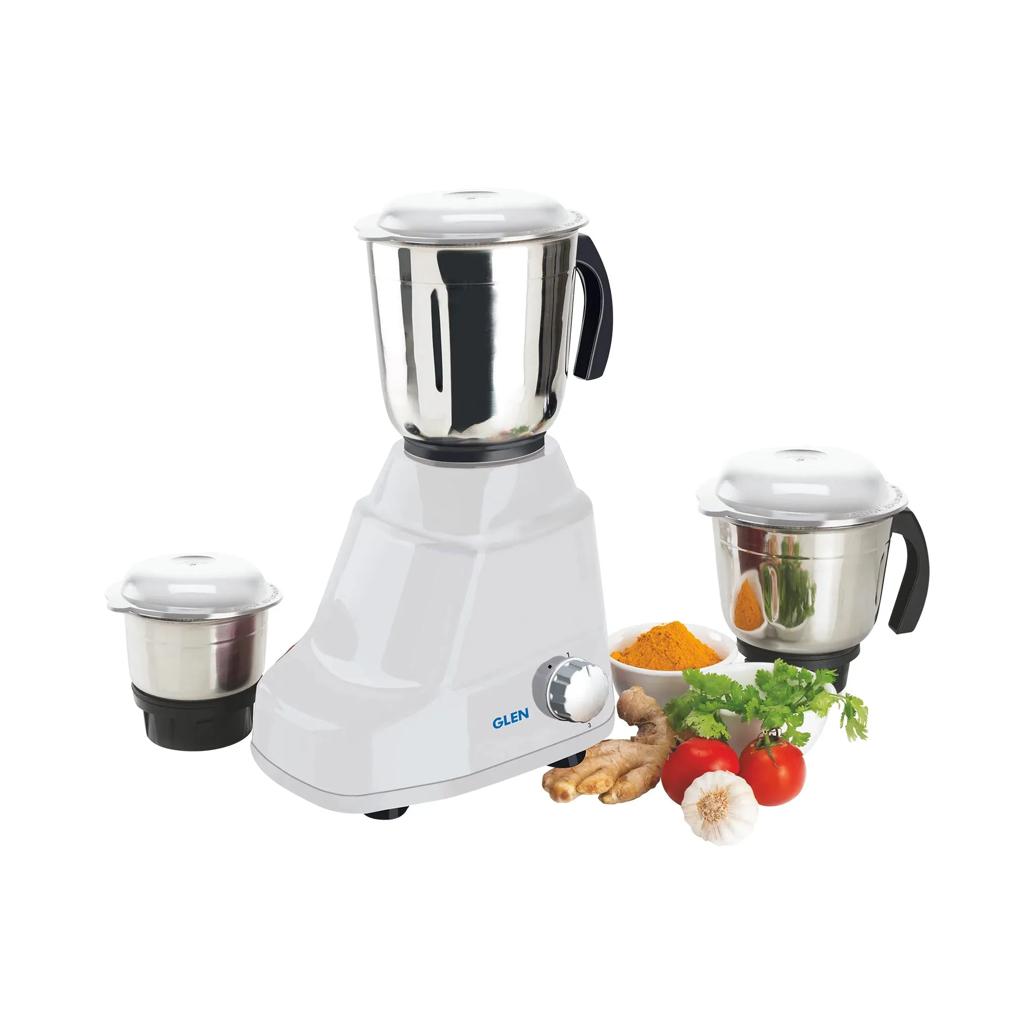 Mixer Grinder 500W With 3 Stainless Steel Blender, Grinder, Chutney Jars Stainless Steel Blades - White, Black, Red (4020)