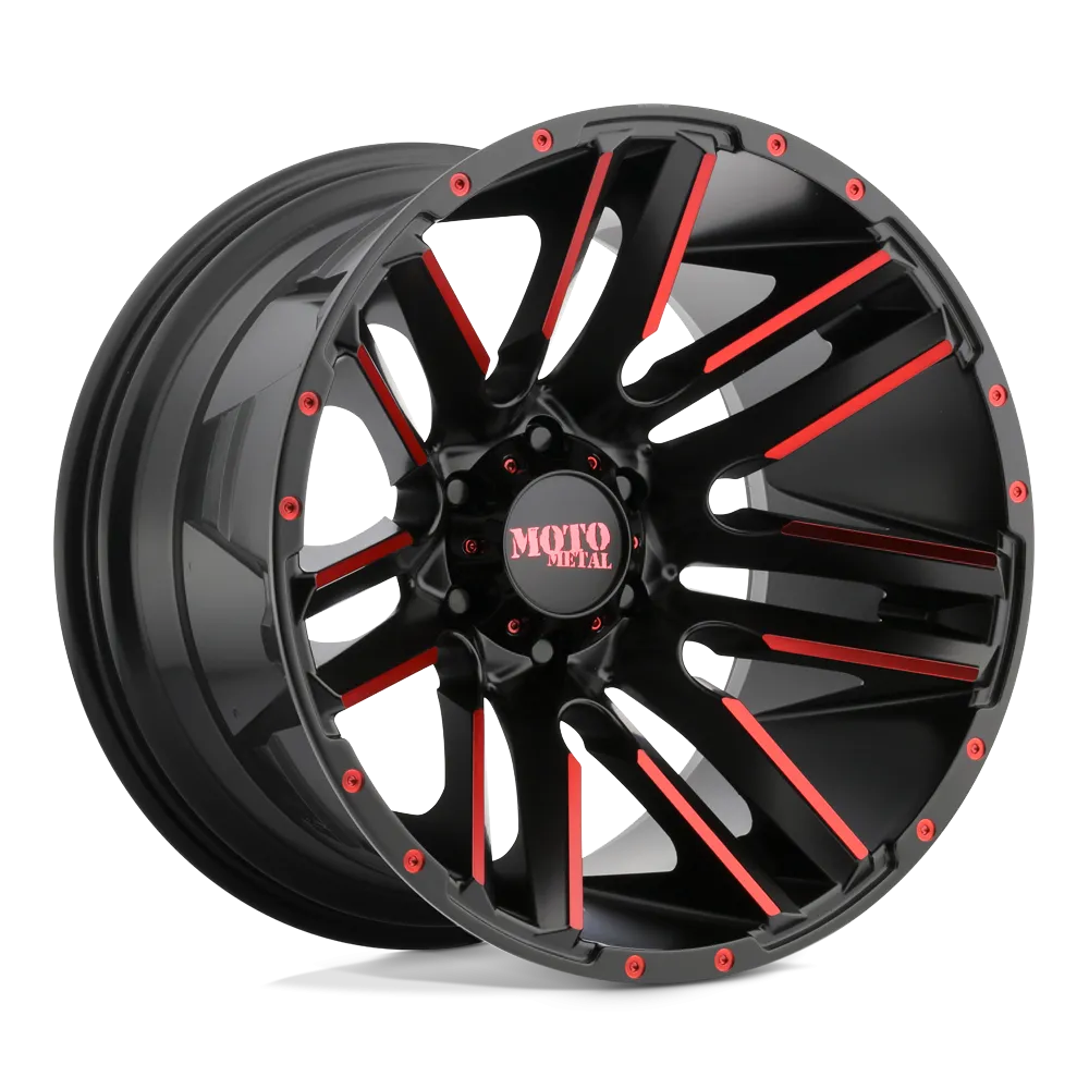 Moto Metal MO978 Razor 20X12 6X139.7 -44 mm Satin Black Machined Red Tint