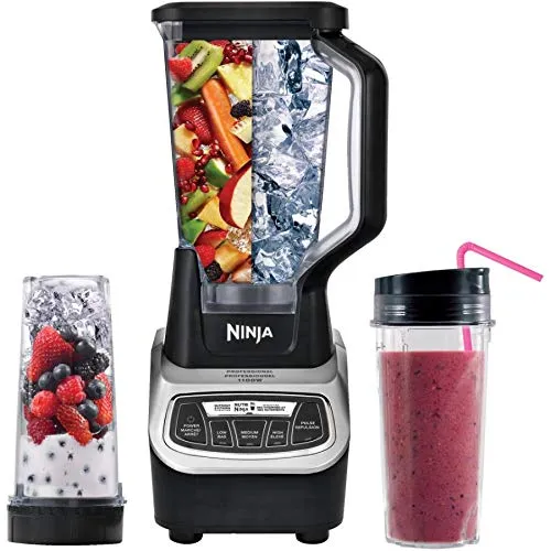 Ninja BL660C Professional Countertop Blender With 1100-Watt Base, 72 Oz Total Crushing Pitcher and (2) 16 Oz Cups For Frozen Drinks and Smoothies, Silver/Gray, 1100W, (Canadian Version)