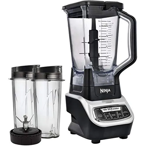 Ninja BL660C Professional Countertop Blender With 1100-Watt Base, 72 Oz Total Crushing Pitcher and (2) 16 Oz Cups For Frozen Drinks and Smoothies, Silver/Gray, 1100W, (Canadian Version)