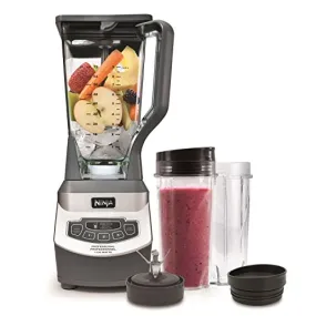 Ninja BL660C Professional Countertop Blender With 1100-Watt Base, 72 Oz Total Crushing Pitcher and (2) 16 Oz Cups For Frozen Drinks and Smoothies, Silver/Gray, 1100W, (Canadian Version)