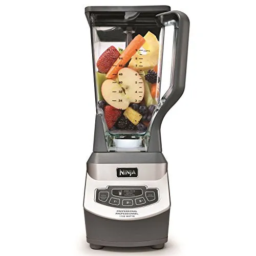 Ninja BL660C Professional Countertop Blender With 1100-Watt Base, 72 Oz Total Crushing Pitcher and (2) 16 Oz Cups For Frozen Drinks and Smoothies, Silver/Gray, 1100W, (Canadian Version)