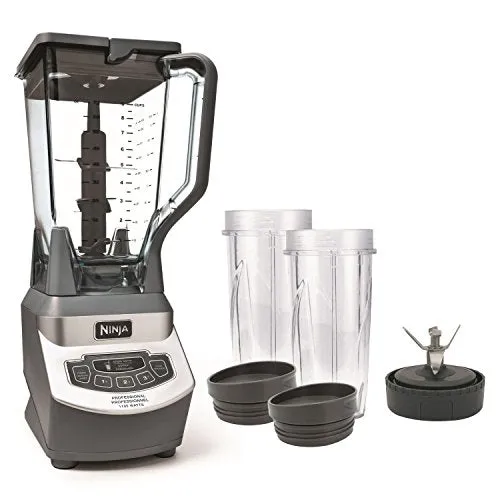 Ninja BL660C Professional Countertop Blender With 1100-Watt Base, 72 Oz Total Crushing Pitcher and (2) 16 Oz Cups For Frozen Drinks and Smoothies, Silver/Gray, 1100W, (Canadian Version)