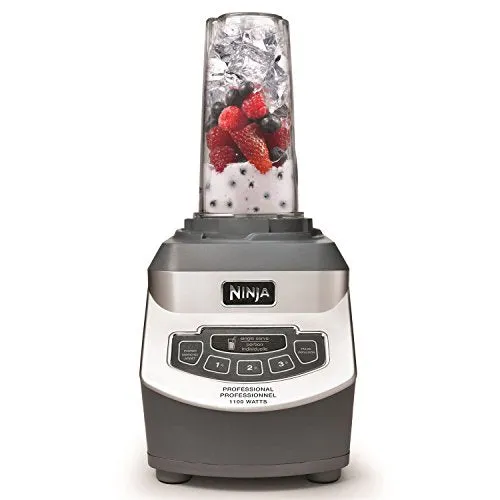 Ninja BL660C Professional Countertop Blender With 1100-Watt Base, 72 Oz Total Crushing Pitcher and (2) 16 Oz Cups For Frozen Drinks and Smoothies, Silver/Gray, 1100W, (Canadian Version)