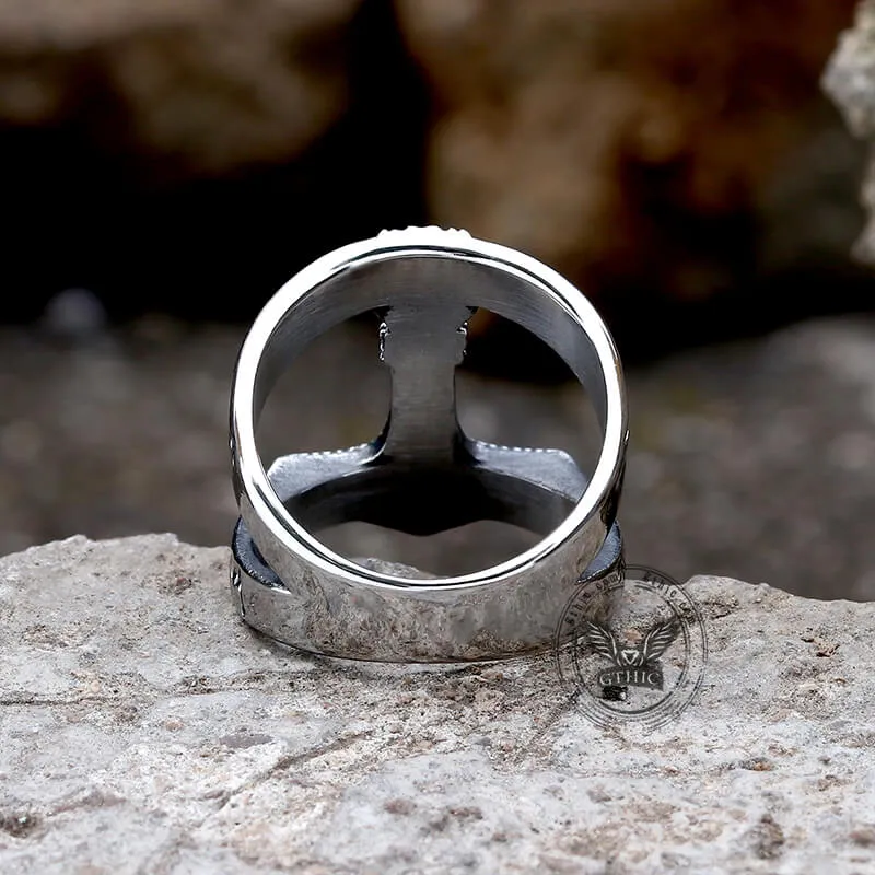 Norse Runes Thor’s Hammer Stainless Steel Ring