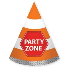 Party Zone Construction Cone Hats - 8 Pkt