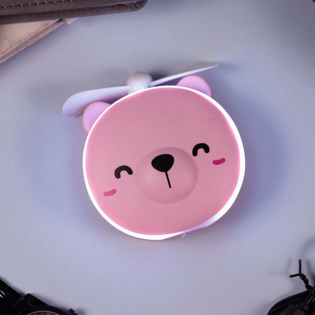 Pink Cute Teddy Led Mirrors with Fan for Girls