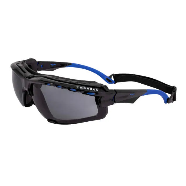 Radians Thraxus Elite IQuity Safety Eyewear - Black / Blue Frame / Smoke IQ Lens