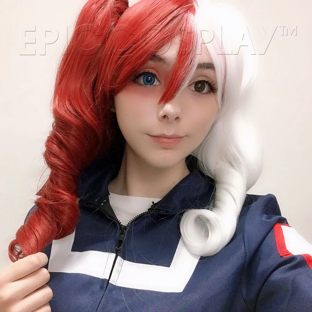 Rhea - Classic White and Dark Red Wig