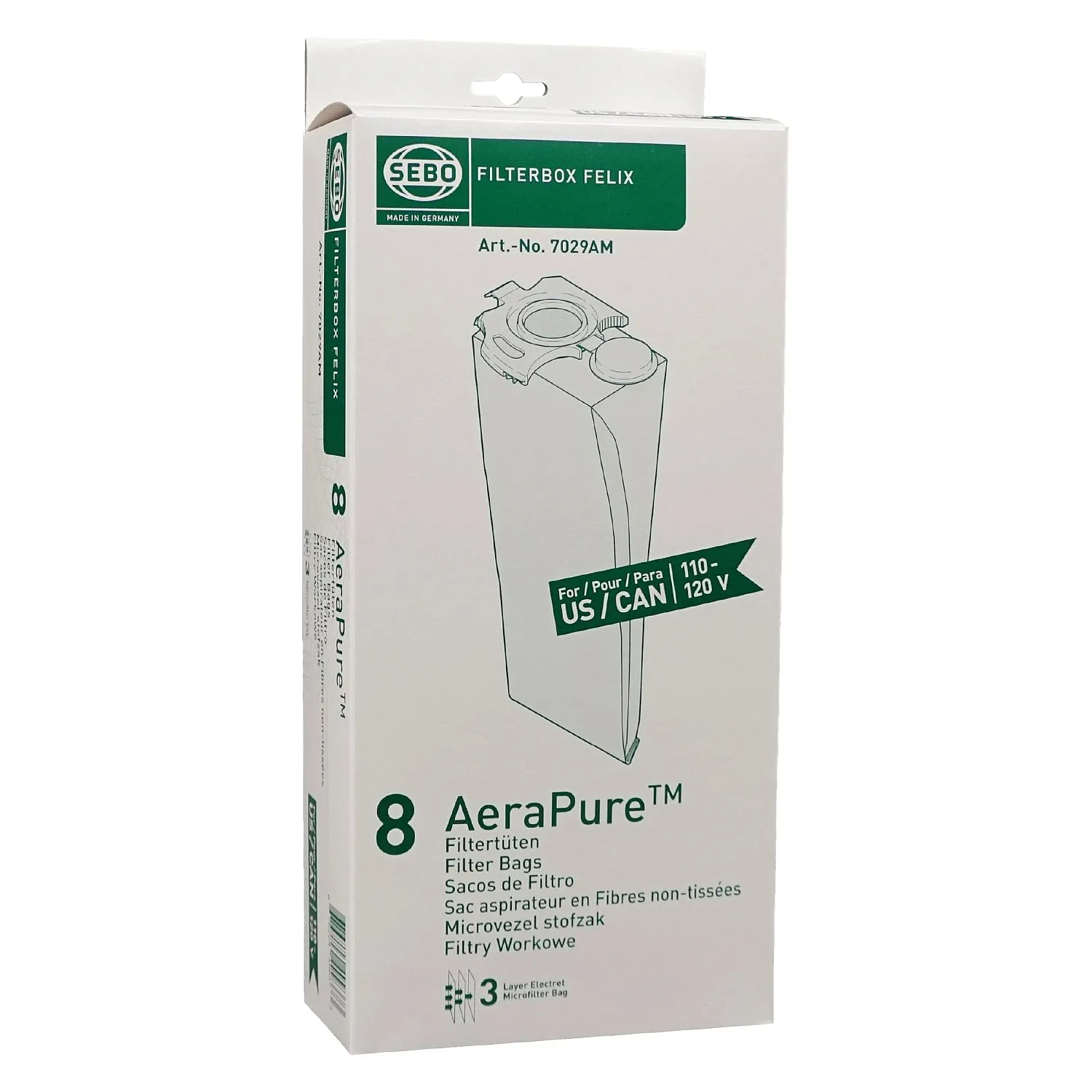 SEBO FILTERBOX Felix/Dart AeraPure US/CAN 8 pack