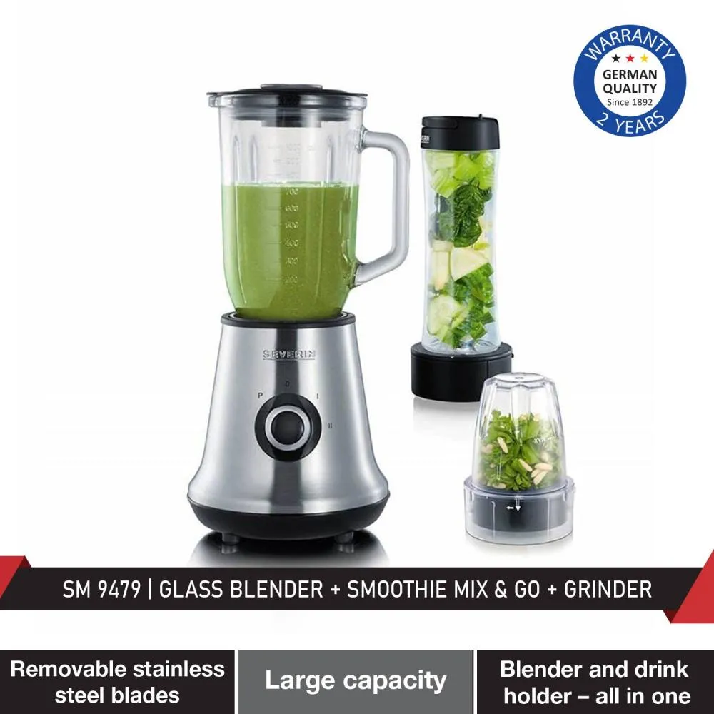 Severin SM 9479 Glass Blender   Smoothie Mix & Go   Spice/ Herb Grinder