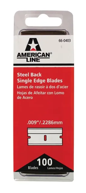 Single Edge Razor Blades (.009"/.2285 mm Thickness) - Professional Grade Scraping Blades for Removing Glue Lines, Adhesive Decals, and Window Stickers