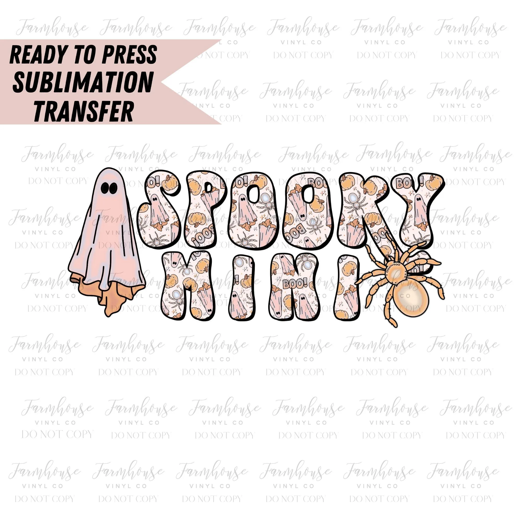 Spooky Mama Mini Floral, Floral BOHO Fall Design, Flower Ghost, Ready to Press Sublimation Transfer, Heat Transfer, Trending Graphic 22-23