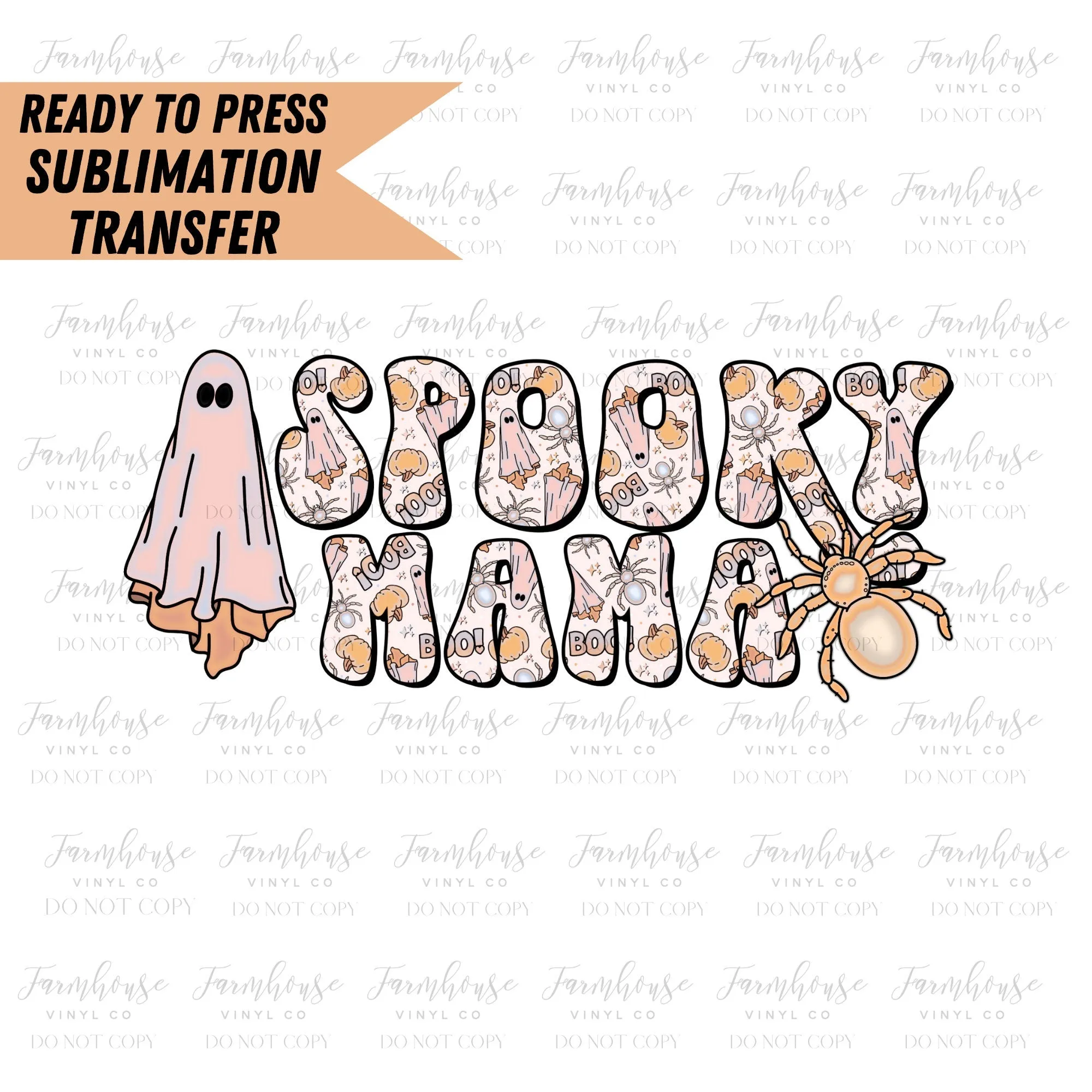 Spooky Mama Mini Floral, Floral BOHO Fall Design, Flower Ghost, Ready to Press Sublimation Transfer, Heat Transfer, Trending Graphic 22-23