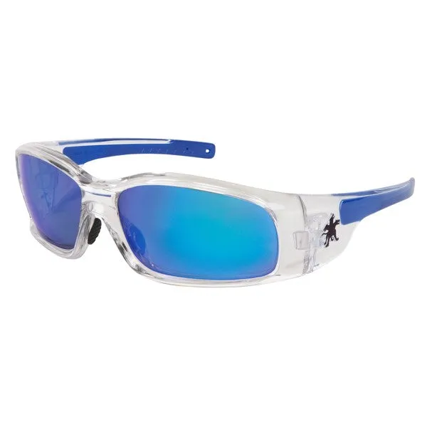 SR148B MCR Safety Swagger SR1 Series Safety Glasses, Blue Diamond Mirror Lens