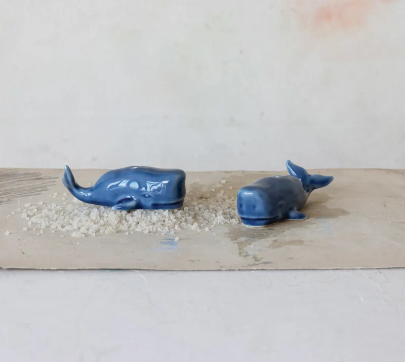 Stoneware Whale Salt & Pepper Shakers