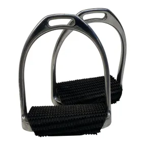 Super Comfort Wrap-Around Stirrup Irons in Stainless Steel/Black - 4.5"