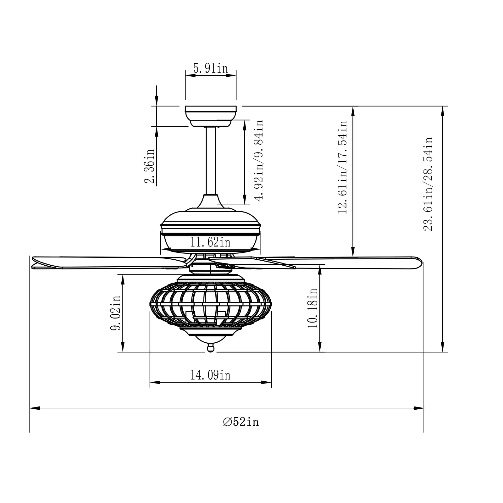 Tangkula 52" Ceiling Fan Lamp, Ceiling Fan with Light and Remote Control, Reversible Fan Blades, 3 Adjustable Wind Speeds