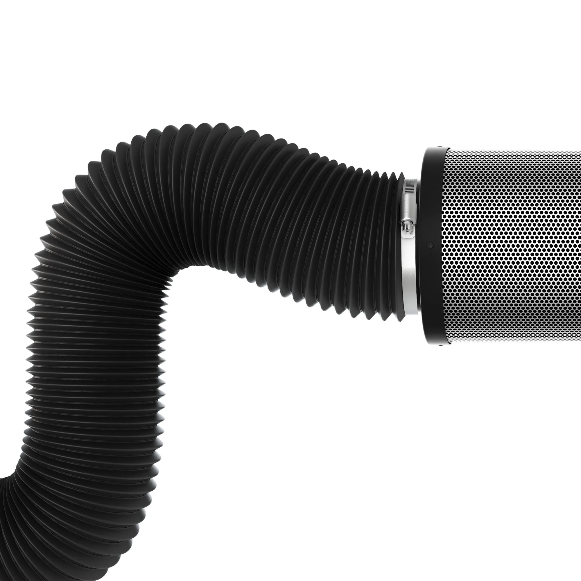 TerraBloom 6" Air Duct - 8 FT Long, Black Flexible Ducting with 2 Clamps