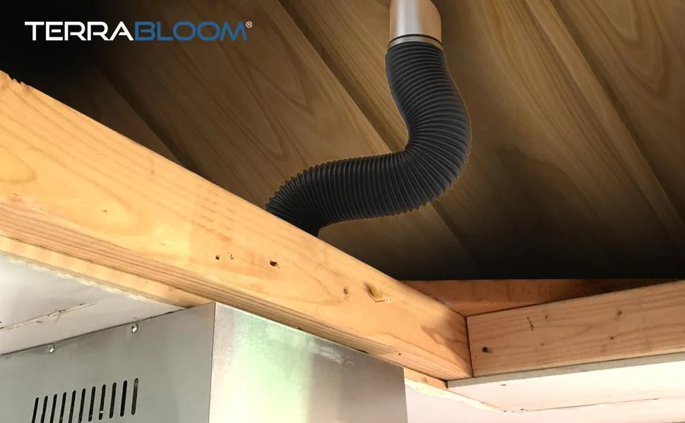 TerraBloom 6" Air Duct - 8 FT Long, Black Flexible Ducting with 2 Clamps