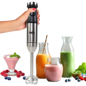 Total Chef Hand Blender | Variable Speed Immersion Blender | 225W With Turbo Boost | Black & Silver | Ergonomic Handle | Stainless Steel Blade | Blend Mix Puree | Soups Smoothies Dips | Easy to Clean