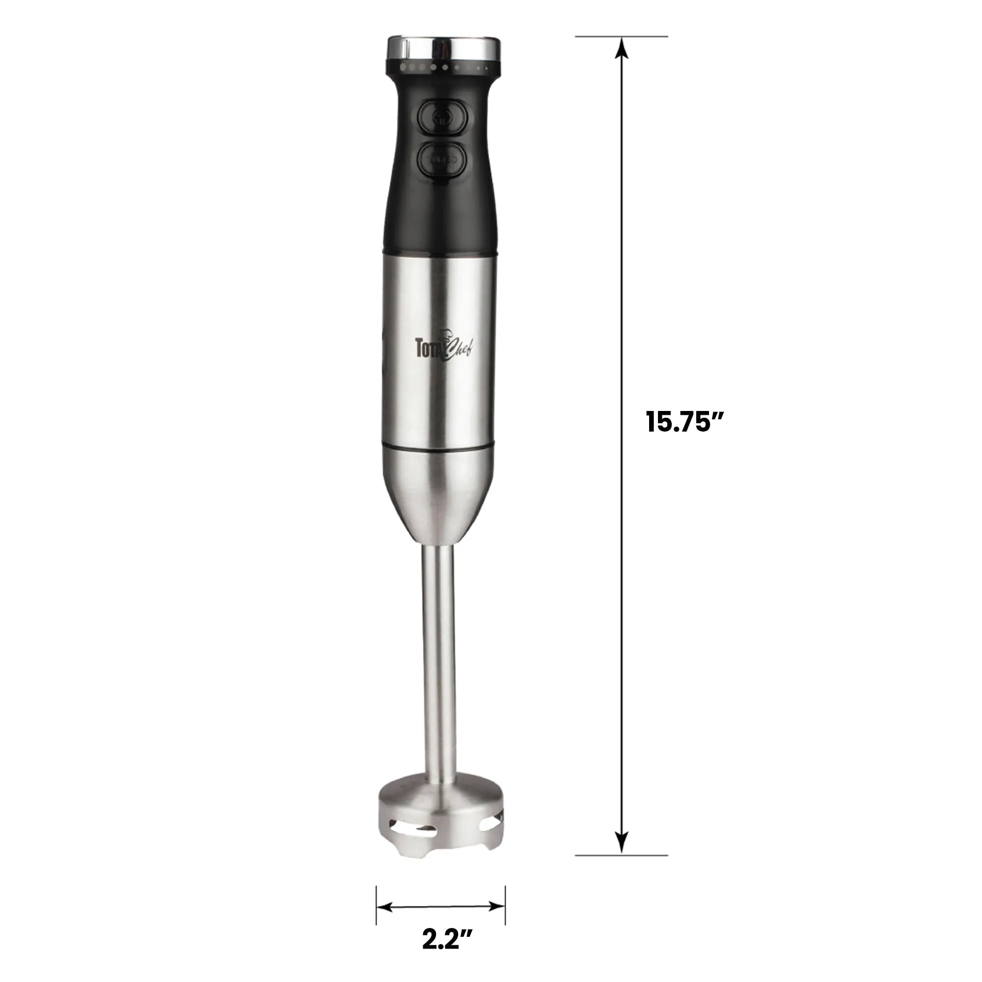 Total Chef Hand Blender | Variable Speed Immersion Blender | 225W With Turbo Boost | Black & Silver | Ergonomic Handle | Stainless Steel Blade | Blend Mix Puree | Soups Smoothies Dips | Easy to Clean