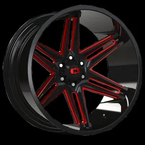 Vision Off-Road 363 Razor 20X12 6X139.7 -51mm Gloss Black Milled Spoke with Red