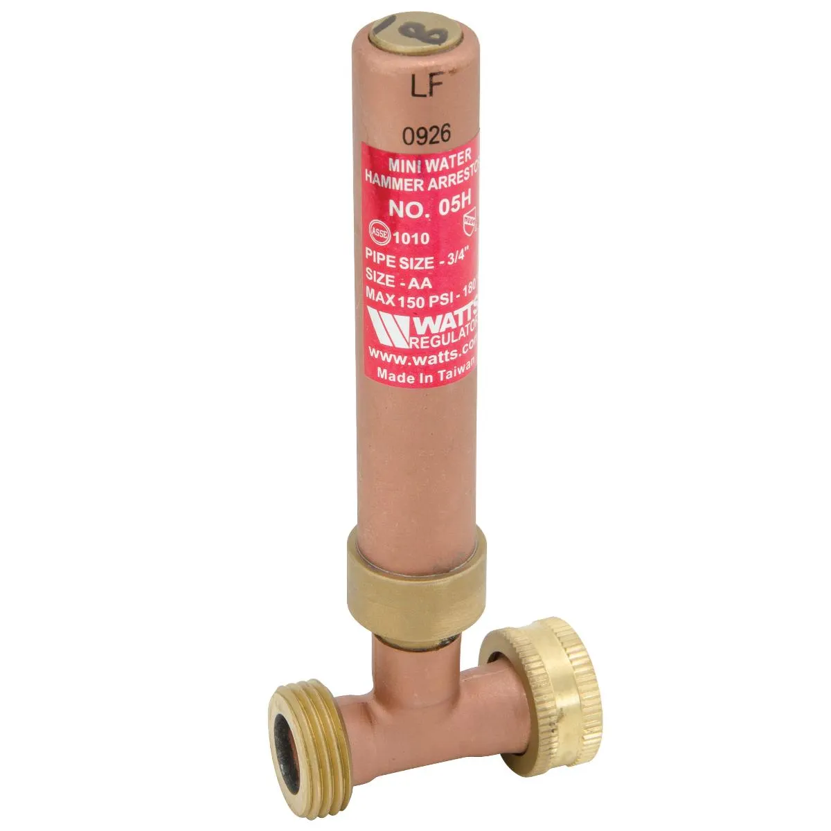 Watts LF05H 3/4 3/4 In Lead Free Mini Water Hammer Arrestor With Hose Fittings