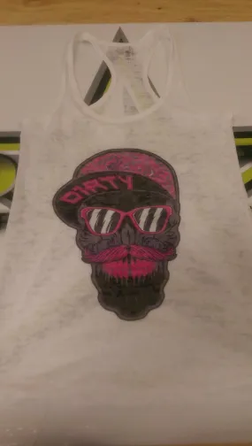 Women's Pink Beared Skull Razor tank